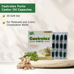 Natural Horizons Castrolax Forte Castor Oil Capsules for Moderate and Chronic Constipation Relief | 30 Soft-Gel Capsules